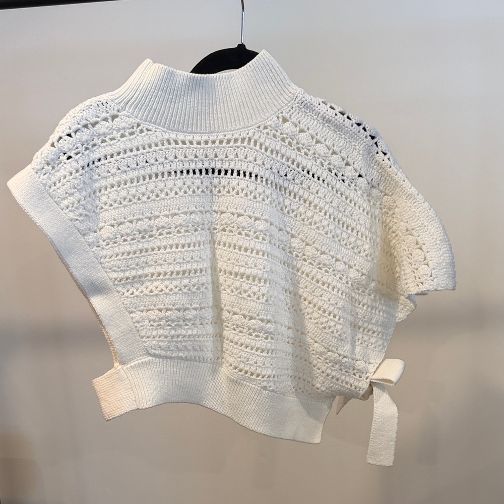 Anthropologie | Crochet Knit Elegant White Sweater